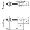 Poortscharnier 180° verstelbaar, draad M12, RVS 304 - Afbeelding 2
