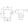 Wandanker voor staander, flens 101 x 100 x 6mm, met 2x 11mm boring, 2 doorgaand gaten 43mm, aan staander te lassen, wandafstand 40mm, voor buis 42,4mm, RVS 304 - Afbeelding 2