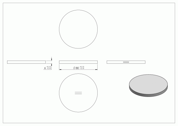 Schijf, Ø 80 x 6mm, gedraaid geslepen, lasergesneden, RVS 316 - Afbeelding 2