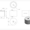 Onderste deel voor 62mm glasadapter met schroefdraad M10, t= 50mm, met vlakke aansluiting, RVS 304 - Afbeelding 5